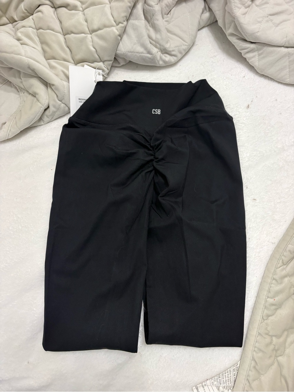 CSB Women's Black Ruched Front Leggings